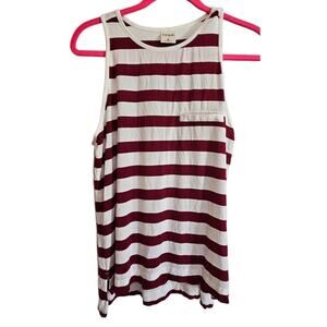 Soma Super Soft Sleeveless White Red Maroon Striped Pocket Long Tank Top Medium
